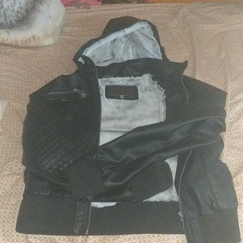 black heavy biker jacket